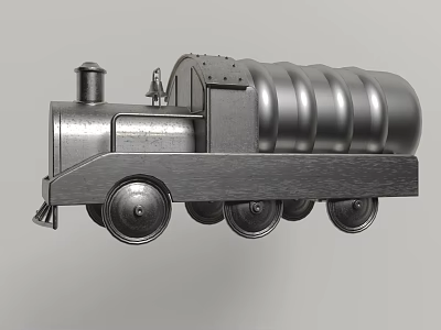 Metallic Vintage Train Model Decorative Ornament Set For Home Desktop Decoration 3d model