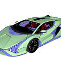 Green Luxury Sports Car With Sleek Exterior Red Interior And Unique Front Styling
