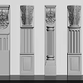 Different Classical Roman Columns Displaying Ornate Carvings And Detailed Architectural Elements