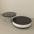 Modern Round Coffee Tables With Marble Top And Sleek Black Base 3d model