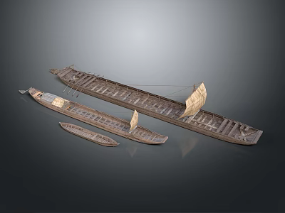 Traditional Wooden Boat Models With Sails In Various Sizes And Handcrafted Design 3d model