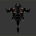Futuristic Black Fighter Jet Model With Red White Accents And Sleek Aerodynamic Design