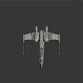 Detailed X Wing Fighter Model With Silver Finish And Multiple Engines 3d model