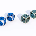 Four Blue Teal Board Game Dice With Black Dots For Classic Entertainment Fun