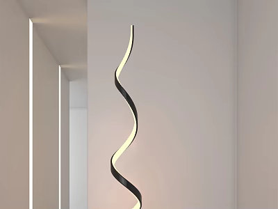 Modern Spiral Design Black Metal Floor Lamp With White Indoor Ambient Light 3d model