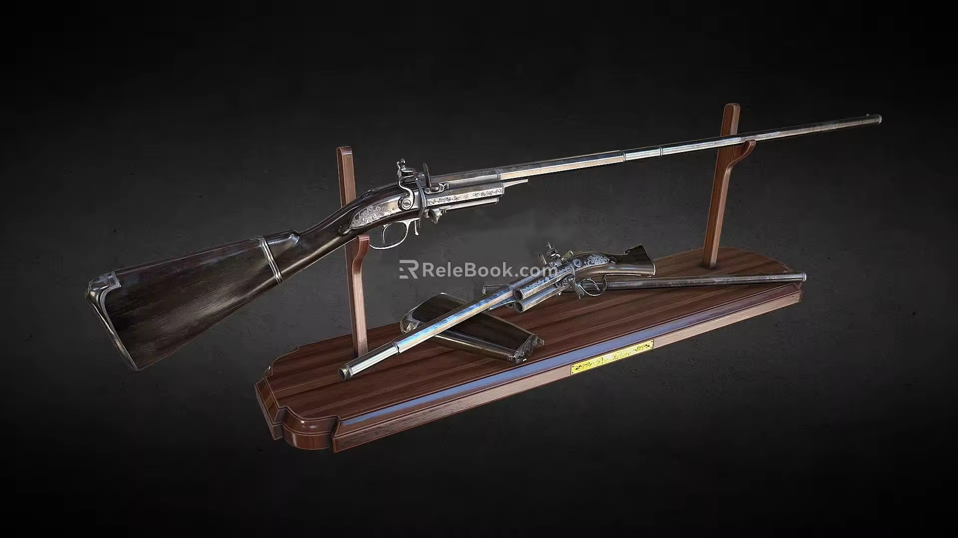 flintlock revolver rifle 3d model