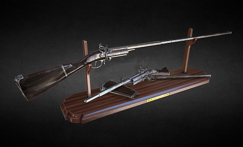 flintlock revolver rifle 3d model