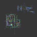 3D Indoor Floor Plan With Blue Pathways And Multiple Rooms Design