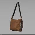 Trendy Brown Leather Shoulder Bag With Blue Beige Strap Fashion Accessory