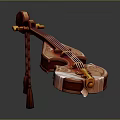 Unique Red Violin Shaped Household Item With Decorative Patterns And White Base