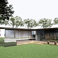 Modern gallery landscape gallery 3d model