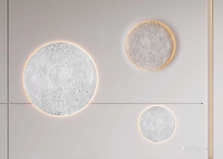 Stylish Circular Wall Lamps With Textured Surface And Soft Lighting Mounted On White Wall 3d model