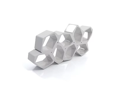 Contemporary Geometric Storage Shelf With Interlocking Hexagonal Gray Modules For Home Decor 3d model