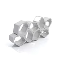 Contemporary Geometric Storage Shelf With Interlocking Hexagonal Gray Modules For Home Decor