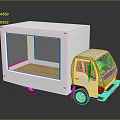 White Box Truck With Large Glass Windows And Wooden Floor Interior Design