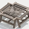 Wooden Coffee Table With Woven Top And Modern Sturdy Frame Design