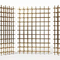 Three Stylish Wooden Lattice Room Dividers With Grid Design For Home Interior Decoration