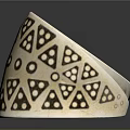 Intricate Metallic Bangle With Geometric Triangular And Circular Hollow Patterns
