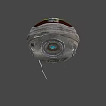 Futuristic Spherical Robot With Metallic Surface Antennas And Green Smiley
