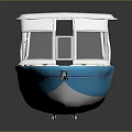 Blue And White Leisure Boat With White Canopy And Smooth Hull Design