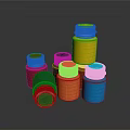 Small Colorful Plastic Bottles With White Caps In Various Colors For Daily Use