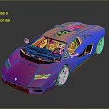 Sleek Pink Purple Sports Car With Red Seats And Alloy Wheels Design