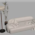 Double sofa floor lamp potted fabric sofa multi-person sofa 3d model