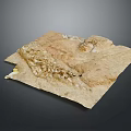 Ancient Parchment Artifact With Brownish Texture And Ancient Writing Marks On Gray Background 3d model