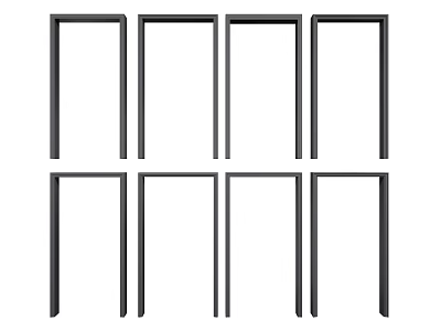 Multiple Black Metal Door Frame Components For Modern Home Construction Projects 3d model