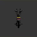 Yellow Motorcycle with Colorful Graffiti Black Seat Silver Exhaust Pipe and Headlight