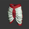 Stylish White And Red Ruffled Shorts With Elastic Red Waistband Design