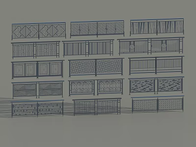 Various Fence Designs Featuring Intricate Patterns And Decorative Panels 3d model