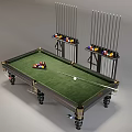Premium Billiard Table with Green Felt Surface Billiard Balls and Cue Racks for Home Entertainment
