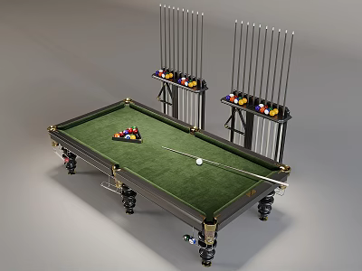 Premium Billiard Table with Green Felt Surface Billiard Balls and Cue Racks for Home Entertainment 3d model