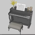Musical Instruments And Art Supplies Featuring Black Piano Stool Sheet Music Vase Yellow Flowers