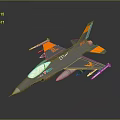 Gray Fighter Jet With Orange Yellow Accents And Missiles Attached On Wings