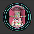 Pink Baby Bouncer With Colorful Hanging Toys And Lighted Base Design Features