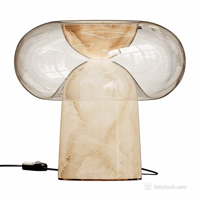 Modern Table Lamp With Unique Shape Transparent Glass Shade And Marble Base Design 3d model