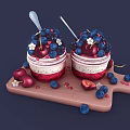 Delicious Berry Parfait Desserts With Cream Layers And Fresh Berries On Wooden Serving Board