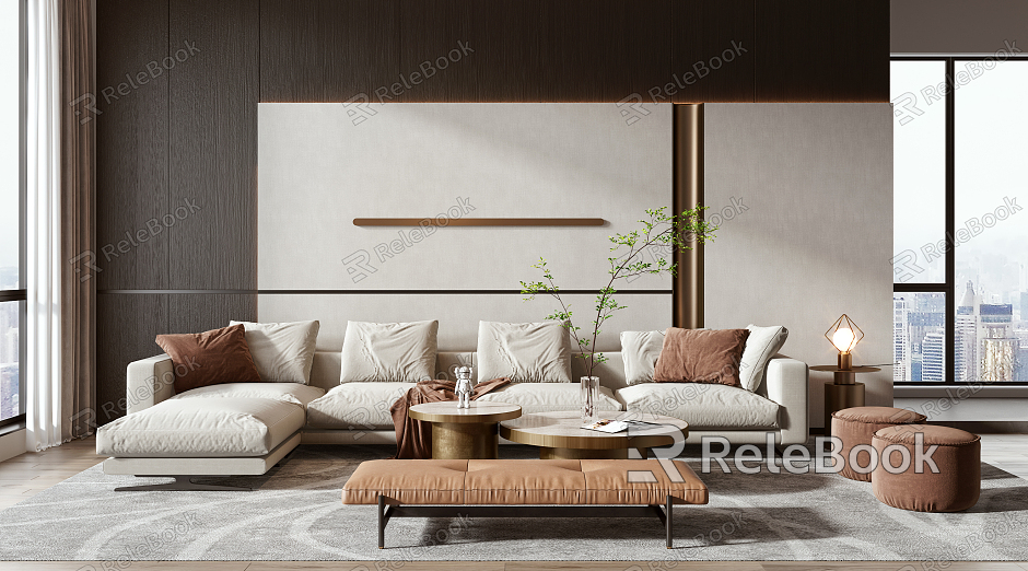 Modern Minotti Sofa Coffee Table Combination model