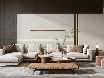 Modern Minotti Sofa Coffee Table Combination 3d model