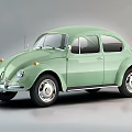 Green Vintage Volkswagen Beetle With Classic Design Shiny Exterior And Retro Style