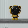 Yellow Bear Themed Furniture Decorative Ornament With Black Mask And Backpack Design