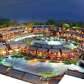 Ancient Architecture Scenic Village in Waterfront Area with Historic Buildings and Natural Landscapes