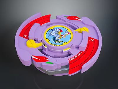 Purple Round Furniture With Blue Center Cartoon Design Red Yellow Accents And Speed Detail 3d model