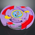 Purple Round Furniture With Blue Center Cartoon Design Red Yellow Accents And Speed Detail