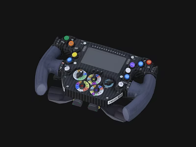 Industrial Control Device With Display Screen Colored Buttons And Control Knobs 3d model