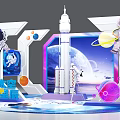 China Aerospace Space Exploration With Astronaut Rocket Earth Telescope And Planets 3d model