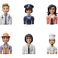 Diverse Career Character Ornament Figurine Set With Doctor Police Officer Chef And Construction Worker Designs