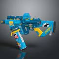 Stylish Blue and Yellow Gun Weapon Featuring Pirate Theme and Decorative Elements
